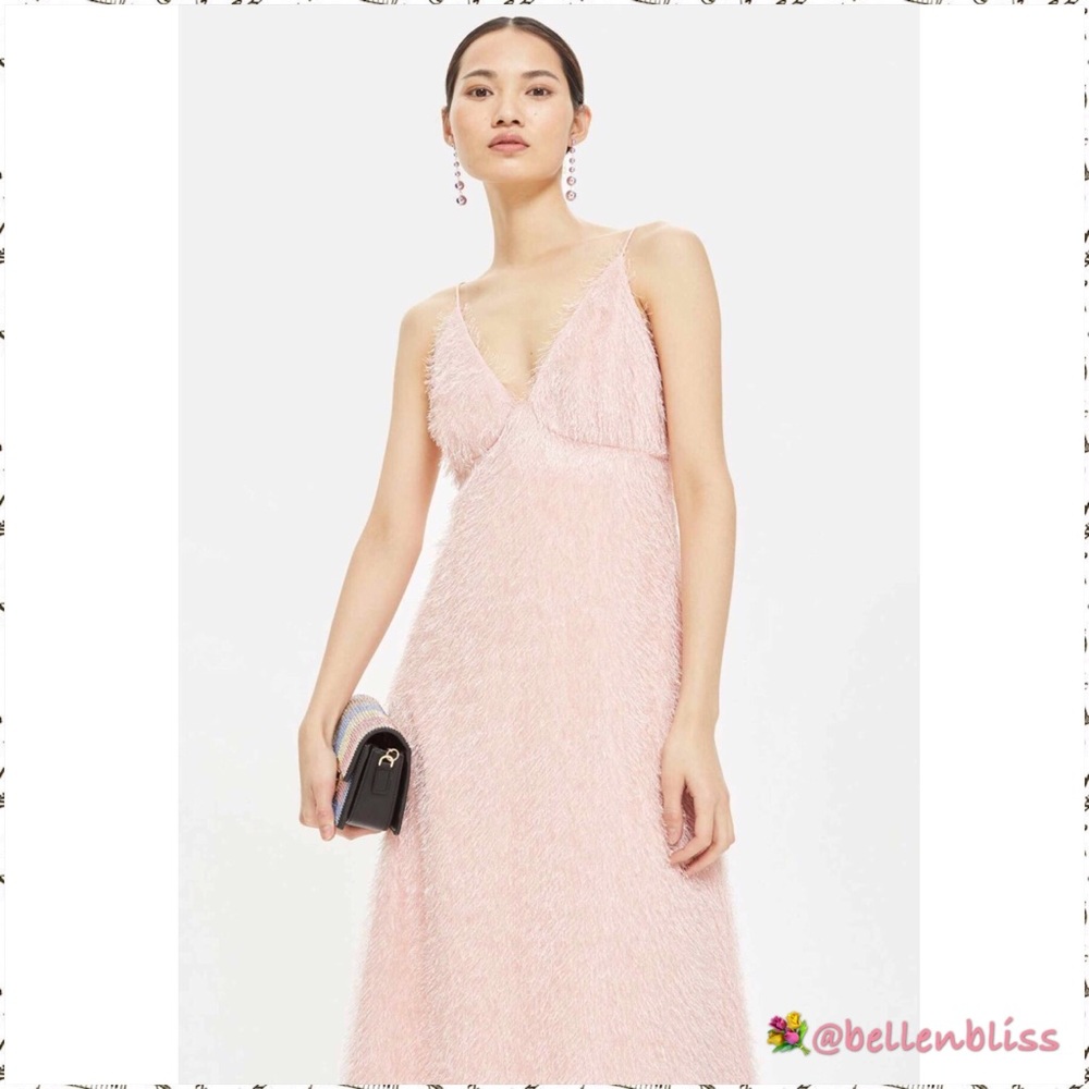 Feather Strappy Dress Midi by Topshop, Size 8